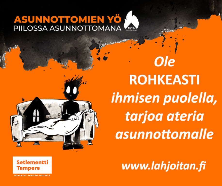 Tarjoa ateria asunnottomalle www.lahjoitan.fi