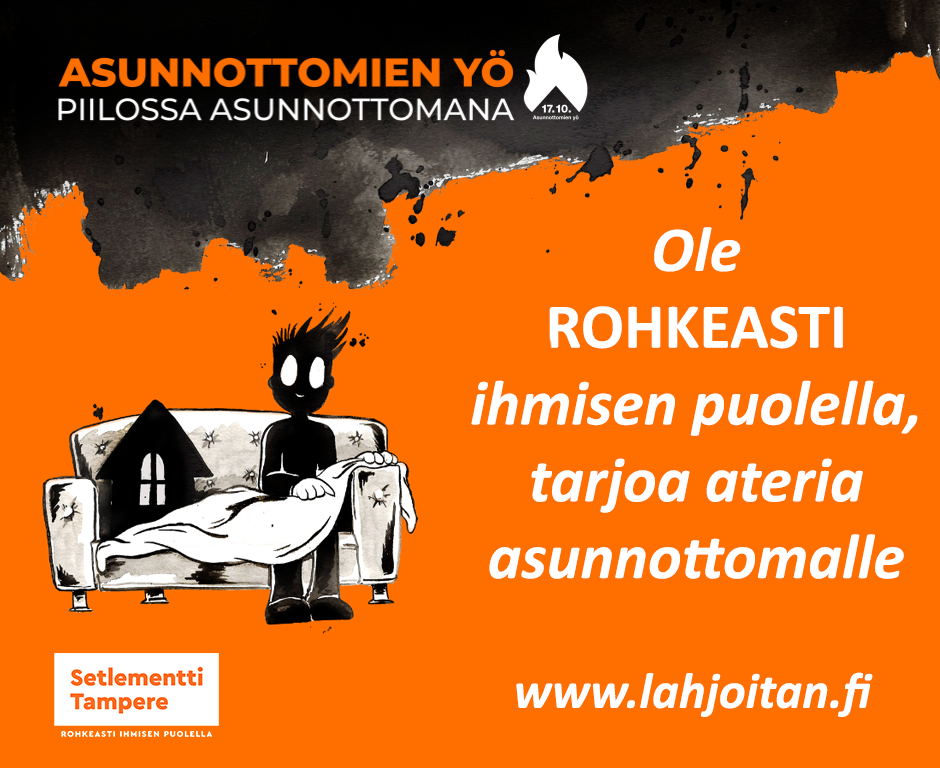 Tarjoa ateria asunnottomalle www.lahjoitan.fi