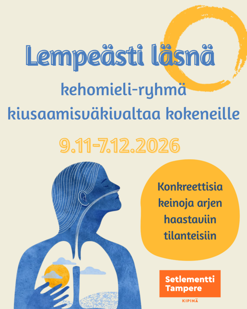 maalaus rauhallisen oloisesta ihmishahmosta, joka hengitää sisään ilmaa keuhkoihin, joiden sisään on maalattu pilviä ja aurinko.